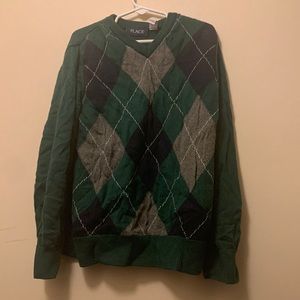 Children’s Place Green Plaid Sweater Boy’s Size 7/8